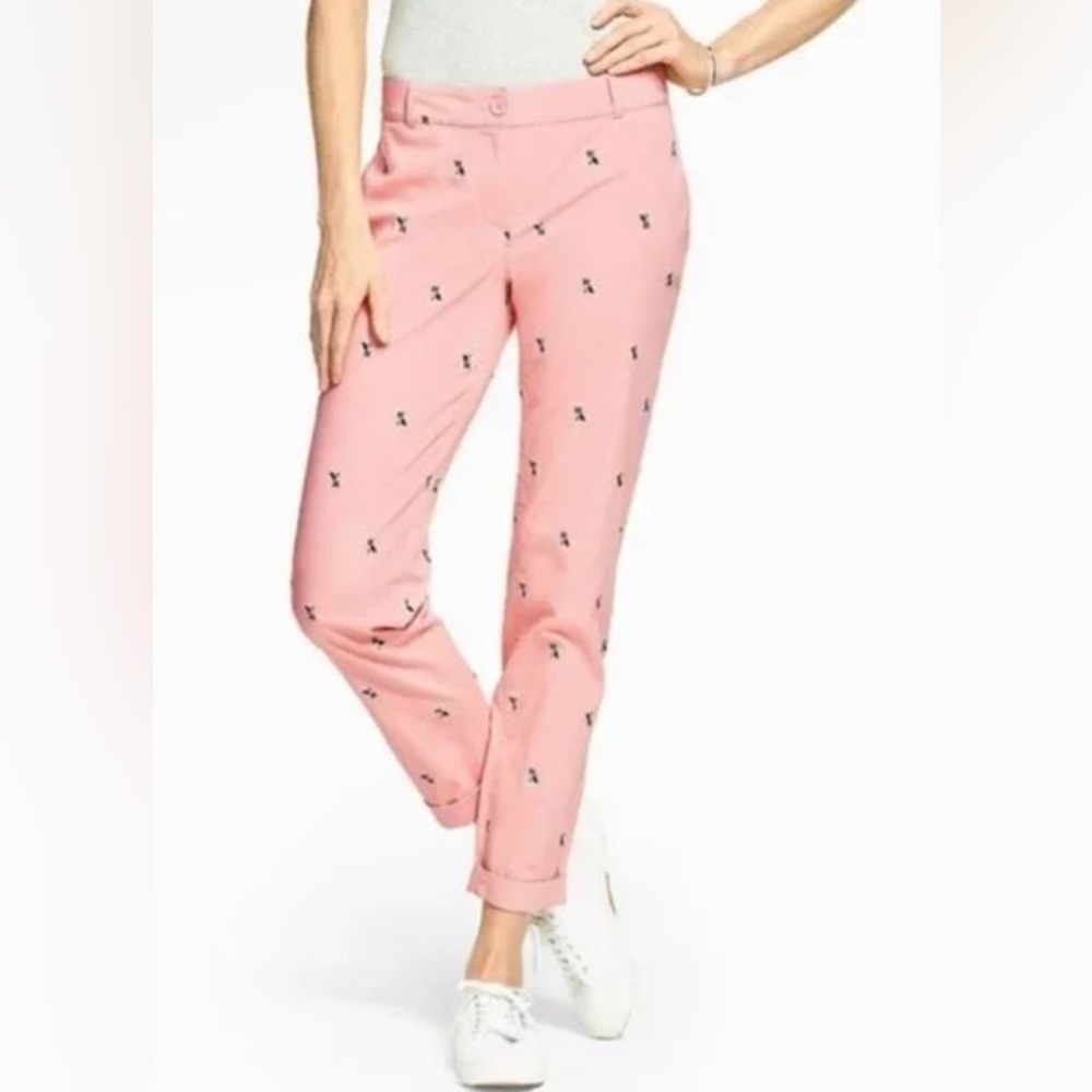 Talbots The Weekend Chino – Pink Frenchie Dog Embroidered | Size 14 Petite